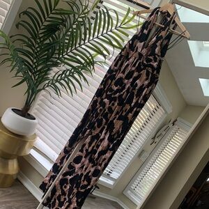 🎯Diane Von Furstenberg Black and Brown Leopard Jumpsuit